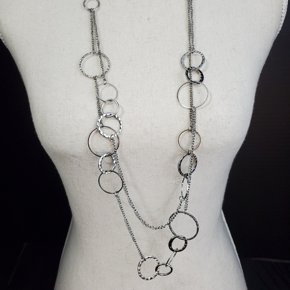 Silver Double  Link Strand 38" Necklace Christmas gift - Picture 2 of 7